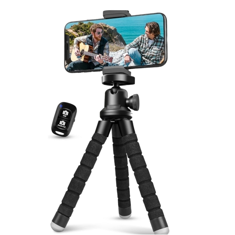 Aureday Black Flexible Tripod for iPhone and Android Phones With Remote Control